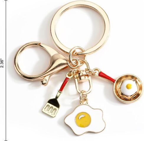 Fried Egg Keychain with Pan and Spatula Charm Kitchen Themed Accessory for Women Cooking Lovers Gift in Saudi Arabia