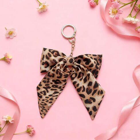 malyunin Cheetah Bow Bag Charm For Purse Handbags Leopard Print Bow Keychain Cheetah Print Charm in Kuwait