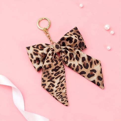 malyunin Cheetah Bow Bag Charm For Purse Handbags Leopard Print Bow Keychain Cheetah Print Charm in Kuwait