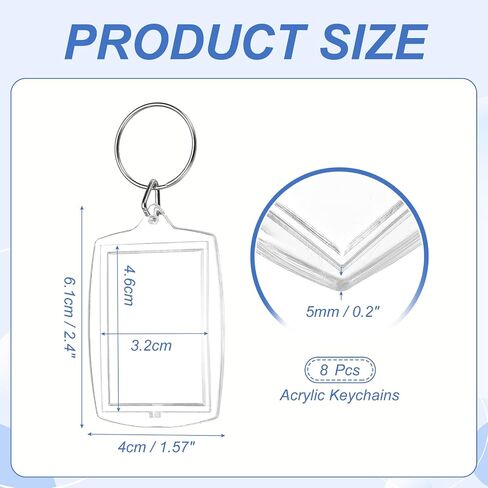 PATIKIL Photo Frame Keyring, Rectangle Acrylic Custom Keychain Personalized DIY Keychains for Souvenir Anniversary Holiday in Saudi Arabia