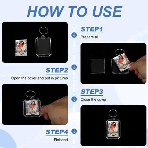 PATIKIL Photo Frame Keyring, Rectangle Acrylic Custom Keychain Personalized DIY Keychains for Souvenir Anniversary Holiday in Saudi Arabia