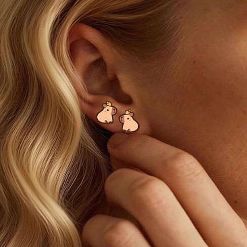 Wood Stud Earrings for Women Handmade Wooden Jewelry Gifts Quirky Cute Stud Hypoallergenic Earring in Saudi Arabia