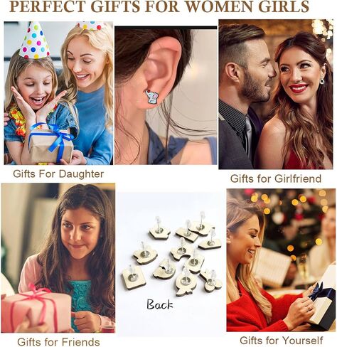 Wood Stud Earrings for Women Handmade Wooden Jewelry Gifts Quirky Cute Stud Hypoallergenic Earring in Saudi Arabia