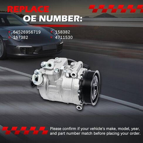 ضاغط تيار متردد مناسب لسلسلة واحدة M، 335i، 335is، 335i xDrive، 335xi، 135i، 135is، X1، X3، Z4، 2.0L 3.0L، ضواغط تكييف الهواء مع استبدال القابض لـ 64526956719، 157382، 158382 in Saudi Arabia