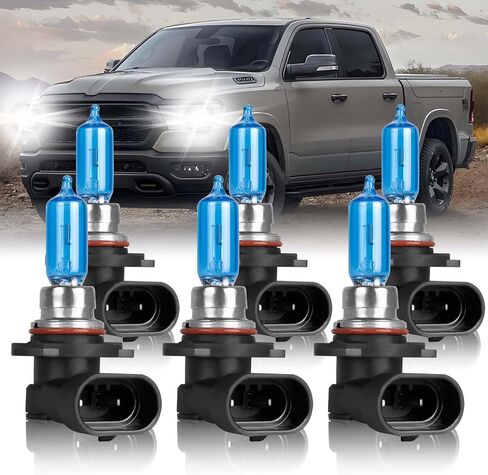 مناسب لـ DODGE RAM 1500 2500 3500 4-مصابيح أمامية (2009-2018) مصابيح هالوجين، 9005 H11 شعاع عالي منخفض + 9145 مصابيح ضباب، حزمة من 6 in Kuwait