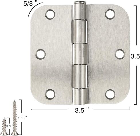 TDCHINGES 36 Pack Rounded Matte Black Door Hinges 3.5 Inch 5/8" Radius Interior 3 1/2 Inch Door Hinges Flat Iron Bifold Easy Installation Door Hinges for Doors 3 ½" Hardware Controls in Kuwait