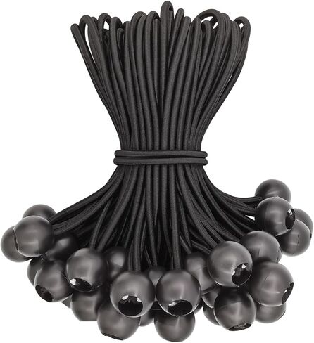 Ball Bungee Cords 6 Inch - 100 Pcs Small Bungee Cords with Balls, Mini Bungee Balls Heavy Duty Outdoor for Tarp, Canopy, Camping, Tent (White) in Saudi Arabia