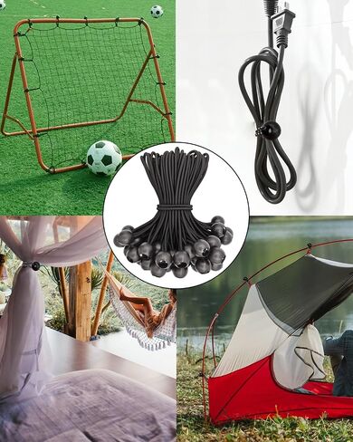 Ball Bungee Cords 6 Inch - 100 Pcs Small Bungee Cords with Balls, Mini Bungee Balls Heavy Duty Outdoor for Tarp, Canopy, Camping, Tent (White) in Saudi Arabia