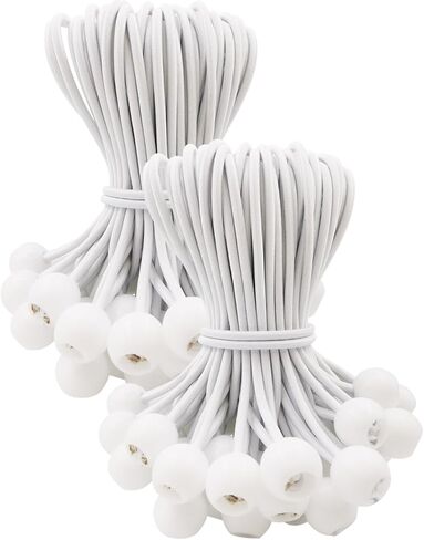 Ball Bungee Cords 6 Inch - 100 Pcs Small Bungee Cords with Balls, Mini Bungee Balls Heavy Duty Outdoor for Tarp, Canopy, Camping, Tent (White) in Saudi Arabia