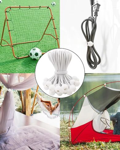 Ball Bungee Cords 6 Inch - 100 Pcs Small Bungee Cords with Balls, Mini Bungee Balls Heavy Duty Outdoor for Tarp, Canopy, Camping, Tent (White) in Saudi Arabia