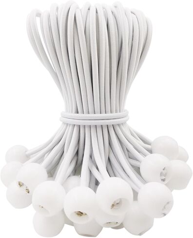 Ball Bungee Cords 6 Inch - 100 Pcs Small Bungee Cords with Balls, Mini Bungee Balls Heavy Duty Outdoor for Tarp, Canopy, Camping, Tent (White) in Saudi Arabia
