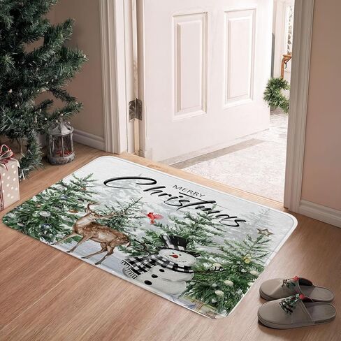 Christmas Snowman Bathroom Rugs, Cute Snowman Balls Snowflake in Grey Winter Snow Forest Bath Mat, Xmas Holiday Gray Decorative Outdoor Rug, Soft Non Slip Floor Rugs for Living Room Doormat, 17x29 in Kuwait