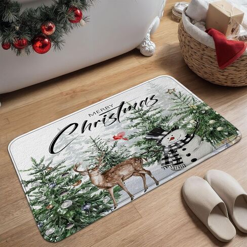 Christmas Snowman Bathroom Rugs, Cute Snowman Balls Snowflake in Grey Winter Snow Forest Bath Mat, Xmas Holiday Gray Decorative Outdoor Rug, Soft Non Slip Floor Rugs for Living Room Doormat, 17x29 in Kuwait