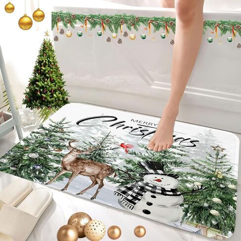 Christmas Snowman Bathroom Rugs, Cute Snowman Balls Snowflake in Grey Winter Snow Forest Bath Mat, Xmas Holiday Gray Decorative Outdoor Rug, Soft Non Slip Floor Rugs for Living Room Doormat, 17x29 in Kuwait