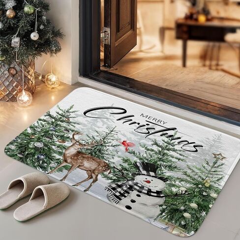 Christmas Snowman Bathroom Rugs, Cute Snowman Balls Snowflake in Grey Winter Snow Forest Bath Mat, Xmas Holiday Gray Decorative Outdoor Rug, Soft Non Slip Floor Rugs for Living Room Doormat, 17x29 in Kuwait