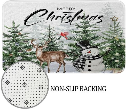 Christmas Snowman Bathroom Rugs, Cute Snowman Balls Snowflake in Grey Winter Snow Forest Bath Mat, Xmas Holiday Gray Decorative Outdoor Rug, Soft Non Slip Floor Rugs for Living Room Doormat, 17x29 in Kuwait
