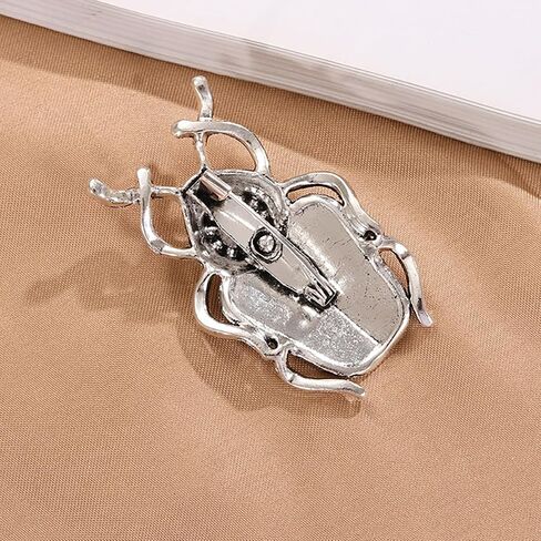 Vintage Rhinestones Crystal Beetle Bug Ename Insect Scarab Brooch Pin Silvery Tone Abalone Shell Cicada Lapel Pin Accessories for Men Women in Saudi Arabia
