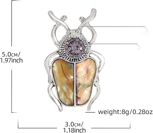 Vintage Rhinestones Crystal Beetle Bug Ename Insect Scarab Brooch Pin Silvery Tone Abalone Shell Cicada Lapel Pin Accessories for Men Women in Saudi Arabia