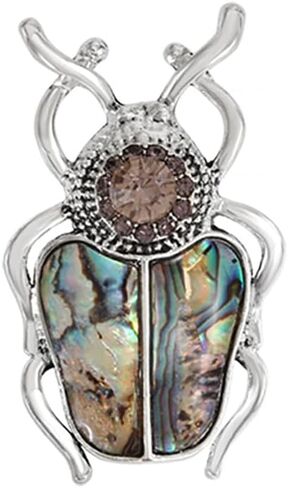 Vintage Rhinestones Crystal Beetle Bug Ename Insect Scarab Brooch Pin Silvery Tone Abalone Shell Cicada Lapel Pin Accessories for Men Women in Saudi Arabia