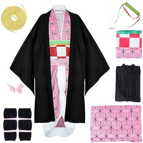 Womens Kamado Cosplay Costume Set Kimono Anime Cosplay Costume Full Set with Accessories in Saudi Arabia