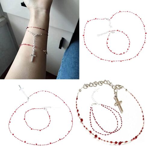 NUEAYMS Vintage Fashion Novel Blood Drop Bracelet Hip Hop Punk Crossed Open Bracelet Necklace Banquet Jewelry Accessories in Kuwait