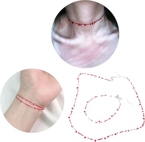 NUEAYMS Vintage Fashion Novel Blood Drop Bracelet Hip Hop Punk Crossed Open Bracelet Necklace Banquet Jewelry Accessories in Kuwait