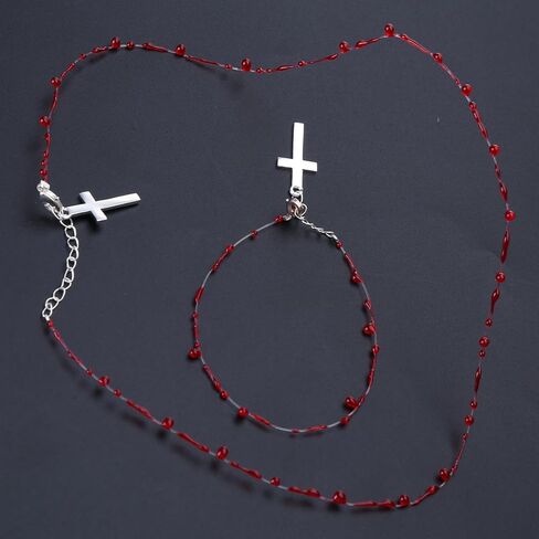 NUEAYMS Vintage Fashion Novel Blood Drop Bracelet Hip Hop Punk Crossed Open Bracelet Necklace Banquet Jewelry Accessories in Kuwait