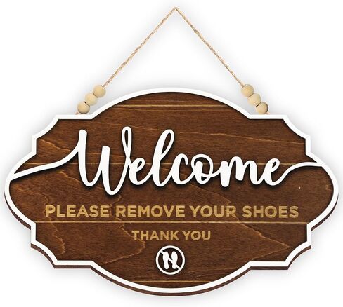 Please Remove Your Shoes Sign - 2 Pack Take Your Shoes Off Sign For Front Door, No Shoes Sign For House, Take Off Shoes Sign Wooden Wall Hanging Signs For Home Office Decorations in Kuwait