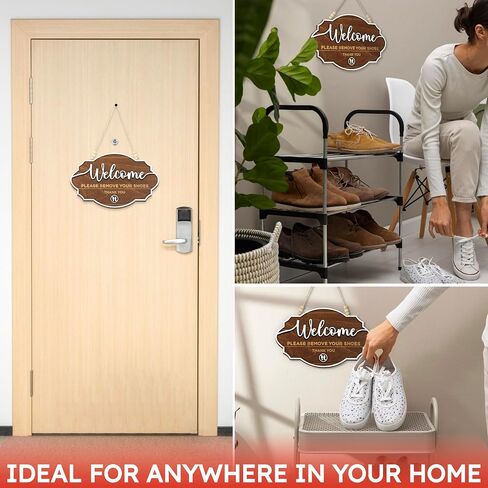 Please Remove Your Shoes Sign - 2 Pack Take Your Shoes Off Sign For Front Door, No Shoes Sign For House, Take Off Shoes Sign Wooden Wall Hanging Signs For Home Office Decorations in Kuwait