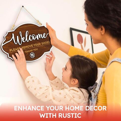 Please Remove Your Shoes Sign - 2 Pack Take Your Shoes Off Sign For Front Door, No Shoes Sign For House, Take Off Shoes Sign Wooden Wall Hanging Signs For Home Office Decorations in Kuwait