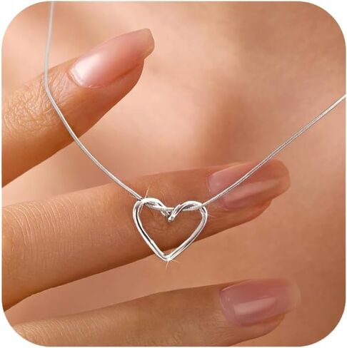 LOVECOM S925 Sterling Silver Heart Necklace for Women Dainty 14k Gold Plated CZ Love Heart Pendant Choker Necklaces Trendy Heart Chain Jewelry Birthday Teacher 2024 Graduation Gifts for Her Daughter in Kuwait