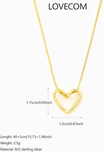 LOVECOM S925 Sterling Silver Heart Necklace for Women Dainty 14k Gold Plated CZ Love Heart Pendant Choker Necklaces Trendy Heart Chain Jewelry Birthday Teacher 2024 Graduation Gifts for Her Daughter in Kuwait