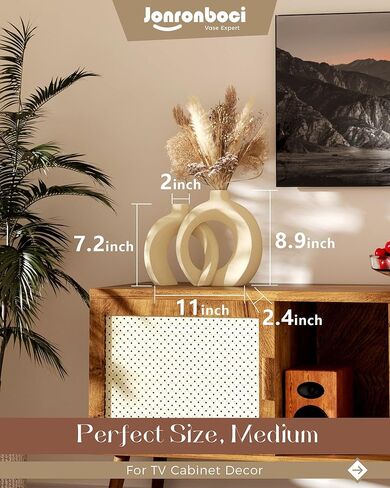 Matte Ceramic Blue Vase Set of 2 - Snuggle Hollow Navy Blue Decor for Living Room, Vases Home Decor for Coffee Table Sofa Table Entrance Shelf or Console Fireplace Mantel Decor (Matte Navy Blue) in Kuwait