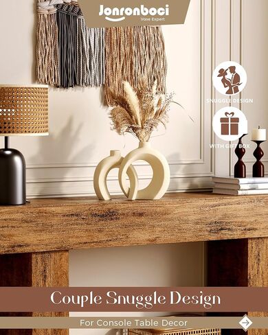 Matte Ceramic Blue Vase Set of 2 - Snuggle Hollow Navy Blue Decor for Living Room, Vases Home Decor for Coffee Table Sofa Table Entrance Shelf or Console Fireplace Mantel Decor (Matte Navy Blue) in Kuwait