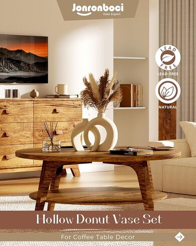 Matte Ceramic Blue Vase Set of 2 - Snuggle Hollow Navy Blue Decor for Living Room, Vases Home Decor for Coffee Table Sofa Table Entrance Shelf or Console Fireplace Mantel Decor (Matte Navy Blue) in Kuwait