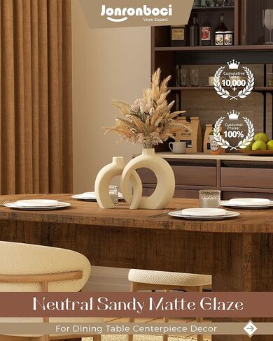 Matte Ceramic Blue Vase Set of 2 - Snuggle Hollow Navy Blue Decor for Living Room, Vases Home Decor for Coffee Table Sofa Table Entrance Shelf or Console Fireplace Mantel Decor (Matte Navy Blue) in Kuwait