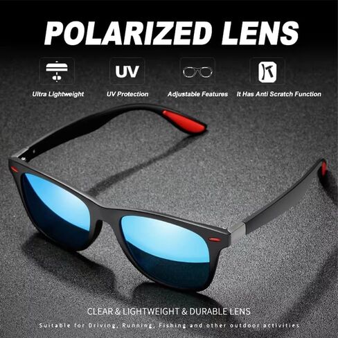 Polarized Sunglasses for Men Women - UV400 Protection Lightweight Retro Driving Fishing Glasses in Saudi Arabia