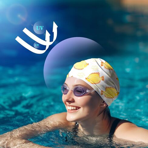 WAVEYU Swim Cap Silicone, Swimming Cap for Women, Cute Swim Caps for Girls in Saudi Arabia
