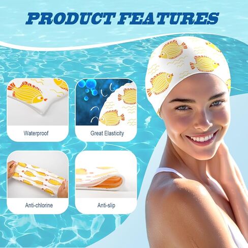 WAVEYU Swim Cap Silicone, Swimming Cap for Women, Cute Swim Caps for Girls in Saudi Arabia