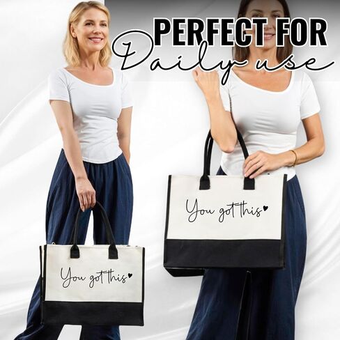 InnoBeta Inspirational Gifts for Women Canvas Tote Bag, You Got This Gifts, Tote with Top Zipper Closure and Shoulder Strap in Saudi Arabia