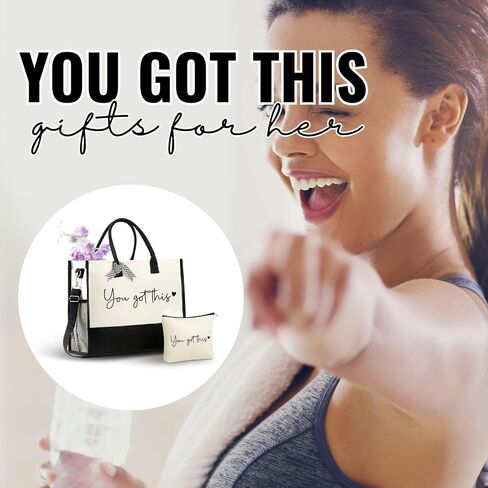 InnoBeta Inspirational Gifts for Women Canvas Tote Bag, You Got This Gifts, Tote with Top Zipper Closure and Shoulder Strap in Saudi Arabia