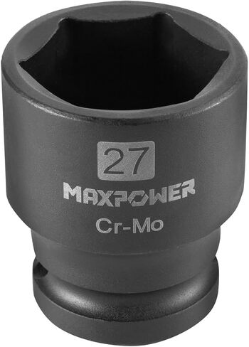 مقبس صدمات قياسي MAXPOWER مقاس 1/2 بوصة مقاس 24 مم، مصنوع من فولاذ موليبدينوم الكروم المعالج بالحرارة، تصميم 6 نقاط، متري in Saudi Arabia