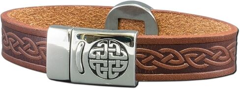 Briomhar Irish Leather Celtic Bracelet Unisex - Eternal Knot Cuff Made in Ireland in Saudi Arabia