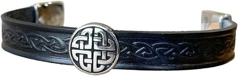 Briomhar Irish Leather Celtic Bracelet Unisex - Eternal Knot Cuff Made in Ireland in Saudi Arabia