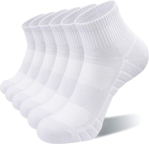 Lapulas Athletic Quarter Socks for Men Women, Cotton Mesh, Cushioned Arch Support, Non-Slip Running Ankle Design, 6 Pack in Kuwait