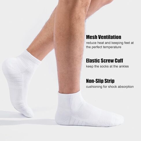 Lapulas Athletic Quarter Socks for Men Women, Cotton Mesh, Cushioned Arch Support, Non-Slip Running Ankle Design, 6 Pack in Kuwait
