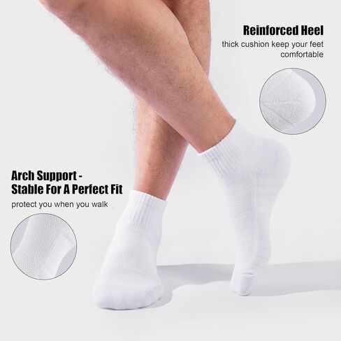 Lapulas Athletic Quarter Socks for Men Women, Cotton Mesh, Cushioned Arch Support, Non-Slip Running Ankle Design, 6 Pack in Kuwait