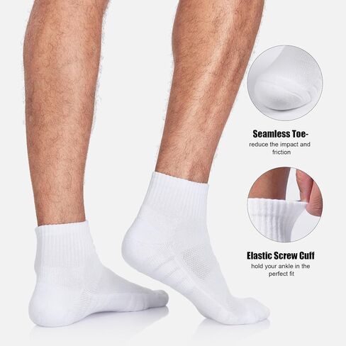 Lapulas Athletic Quarter Socks for Men Women, Cotton Mesh, Cushioned Arch Support, Non-Slip Running Ankle Design, 6 Pack in Kuwait