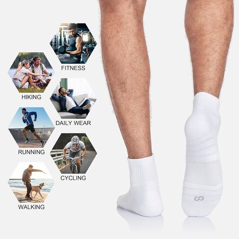 Lapulas Athletic Quarter Socks for Men Women, Cotton Mesh, Cushioned Arch Support, Non-Slip Running Ankle Design, 6 Pack in Kuwait