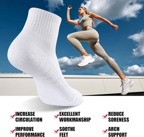 Lapulas Athletic Quarter Socks for Men Women, Cotton Mesh, Cushioned Arch Support, Non-Slip Running Ankle Design, 6 Pack in Kuwait